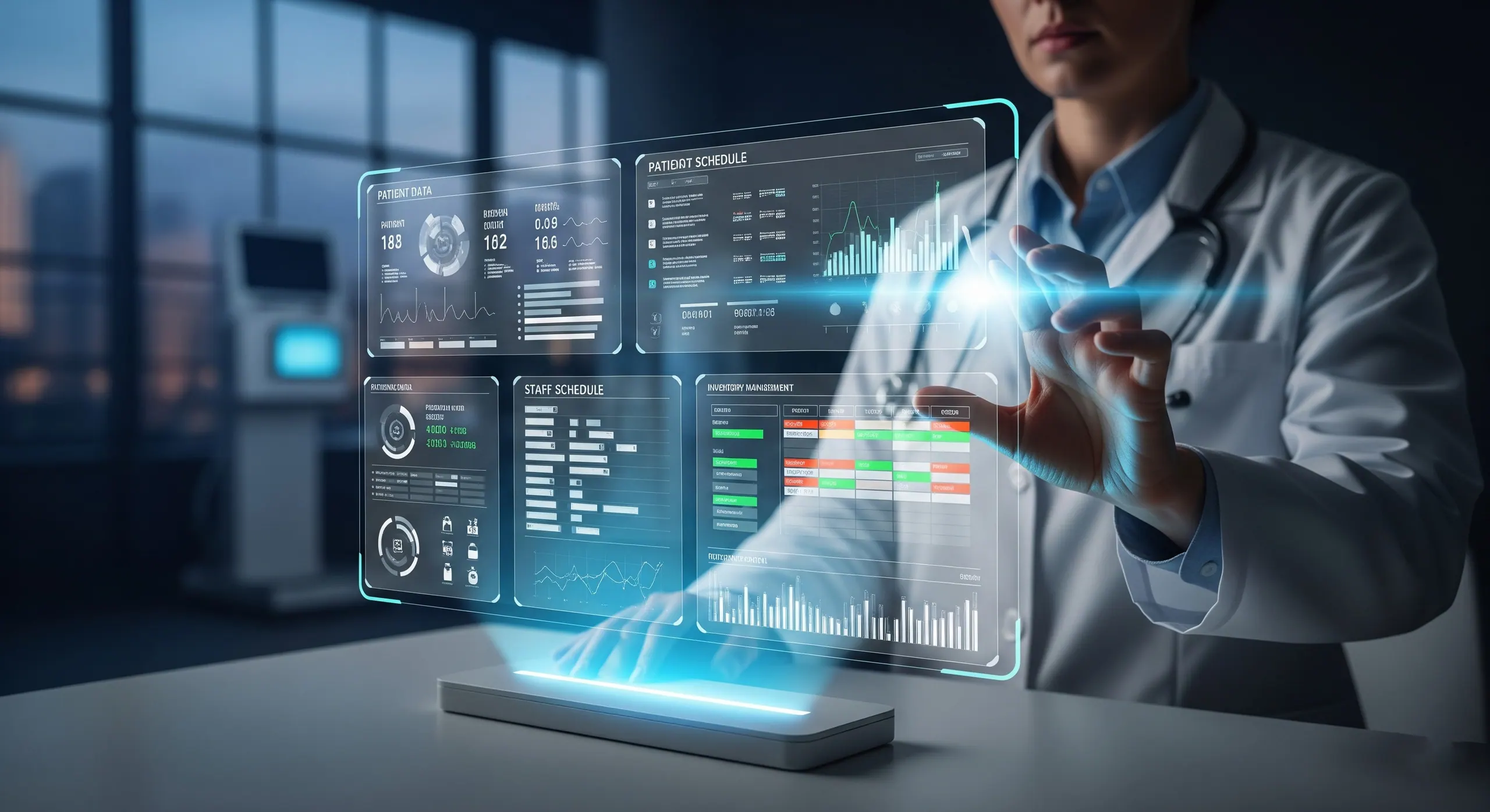 Hospital management software on a clinical workstation